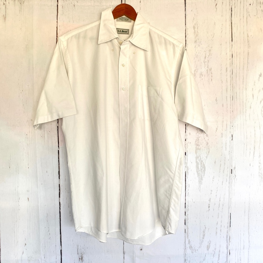 LL BEAN White Short Sleeve Button Down 16.5